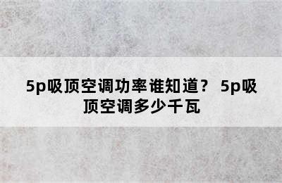 5p吸顶空调功率谁知道？ 5p吸顶空调多少千瓦